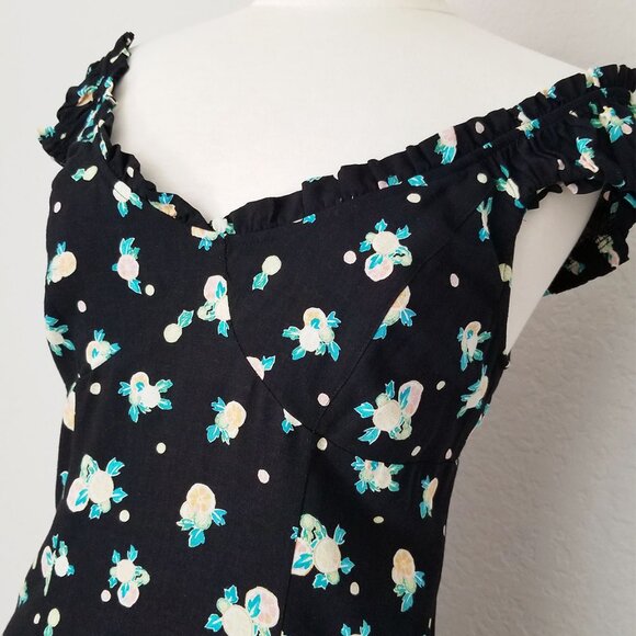 Free People Like A Lady Floral Printed Mini Dress S Black Bustier Open Back $108 - Picture 15 of 15